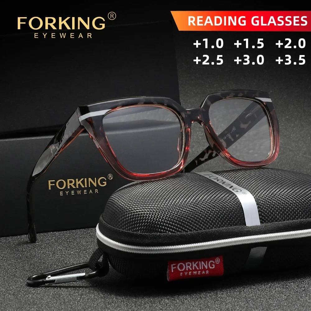 FORKING Brand Trendige Lesebrille mit Cat-Eye-Optikgläsern 1,0~3,5 mit Sehstärke für Herren, Retro-Brille für Weitsichtigkeit
