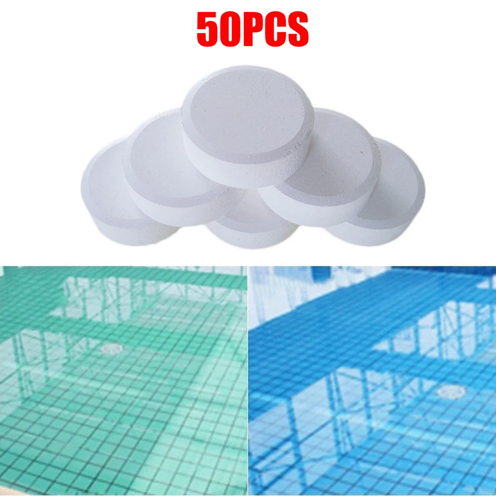 

50pcs/bottle Swimming Pool Cleaning Tablet Bromine Tablets Cleaner Swimming Spa Household Cleaning Supplies White Accessories