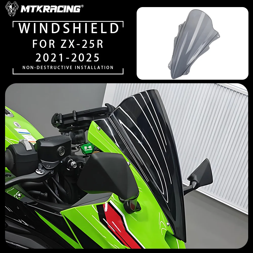 

For KAWSAKI ZX-25R 2021-2025 Motorcycle Accessories Front Windshield Windscreen Air Wind Screen Deflector