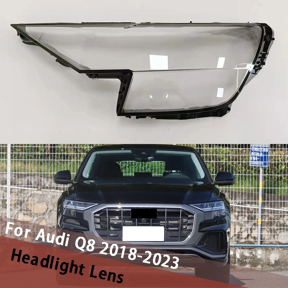 

For Audi Q8 2018-2023 Car Headlight Cover Clear Lens Headlamp Shell Replace Original Lampshade Housing Head Light Plexiglass