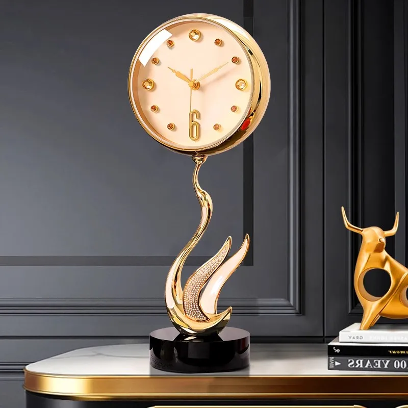 European Style Restaurant Desktop Desk Clock Living Room Decoration Desktop Gadget Watch Nightstand Alarm Clock Mute Clock
