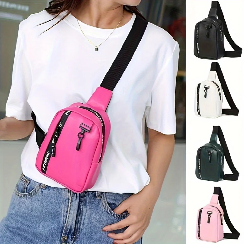 Women's Chest Bag. Fashion contrast backpack, adjustable strap for daily use.