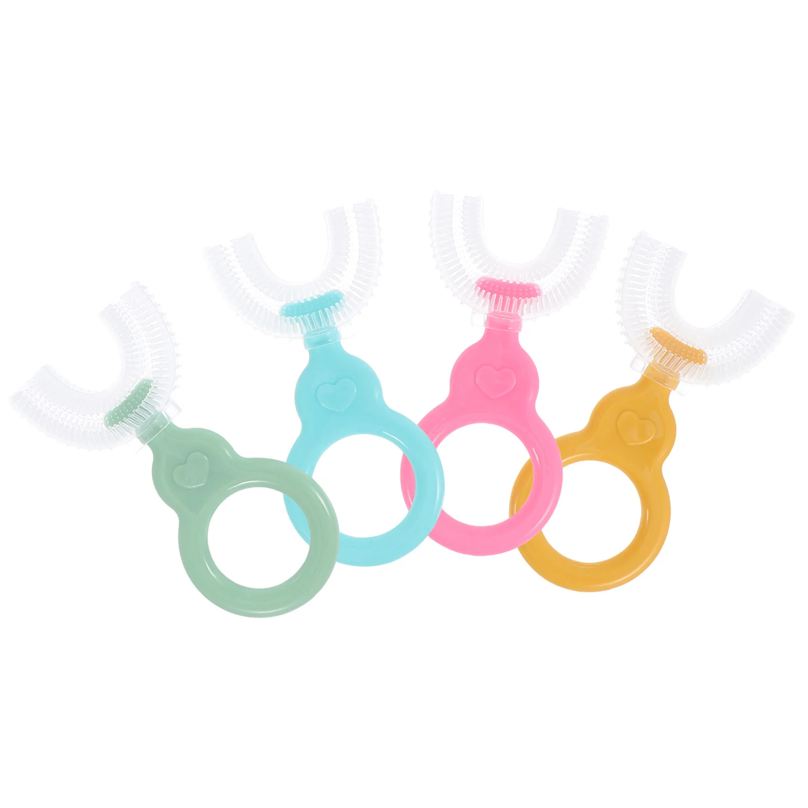 4 Pcs Manual Toothbrush Portable Children Clean Compact for U-Shape Oral Cleaning Pp Silica Gel Kid Handheld