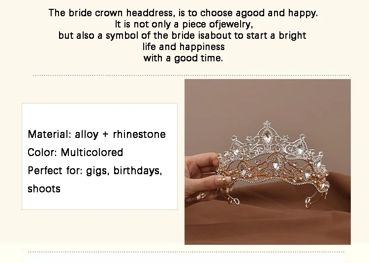 Prinzessin Königin Vintage Barock Kristall Krone Strass Tiara Für Frauen Braut Hochzeit Party Prom Schmuck Haar Zubehör – Detail 2