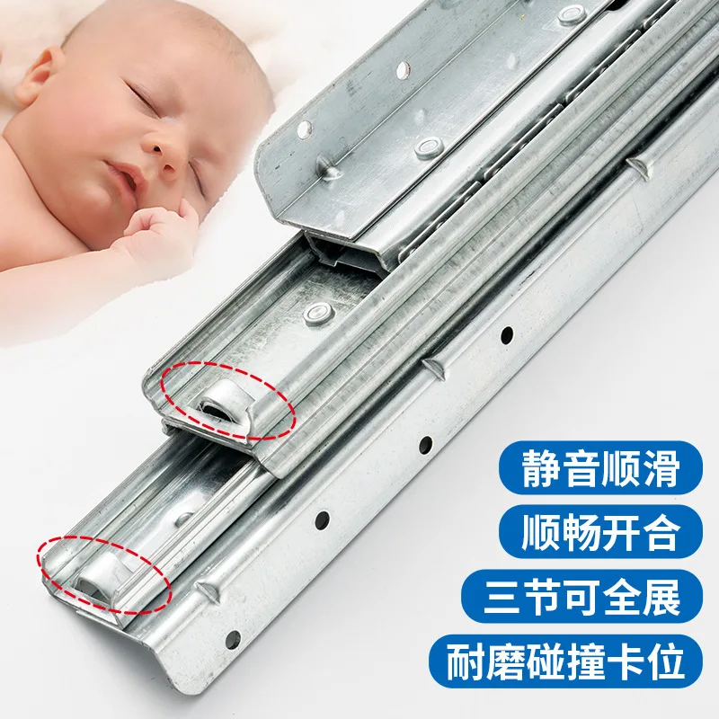 Heavy Duty Three-Section Bottom Mount Full Extension Drawer Slide Cold-Rolled Steel Mm Rail Kg Rated Capacity Deep Storage