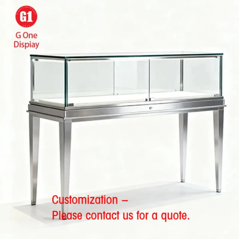 custom.Customized Multi-Layer Led Lighting Glass Rotating Jewelry Display Showcase Wrist Watch Display Counter