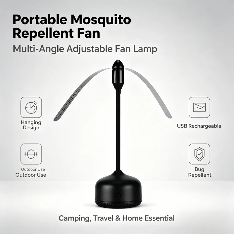 Portable Hanging Mosquito Repellent Fan Lamp Multi‑Angle Adjustable Outdoor Insect Bug Repellent Device
