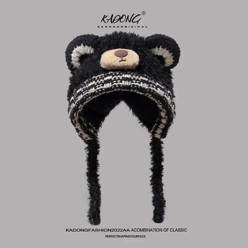 جديد لطيف آذان الدب أفخم Bomber القبعات للنساء الخريف والشتاء السفر الدافئة تنوعا شخصية مضحك البلوز قبعات الرجال