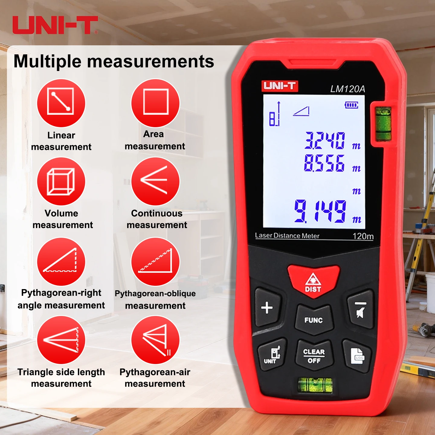 Laser Distance Meter With Bubble Level - Medidor de Distância a Laser UNI-T
