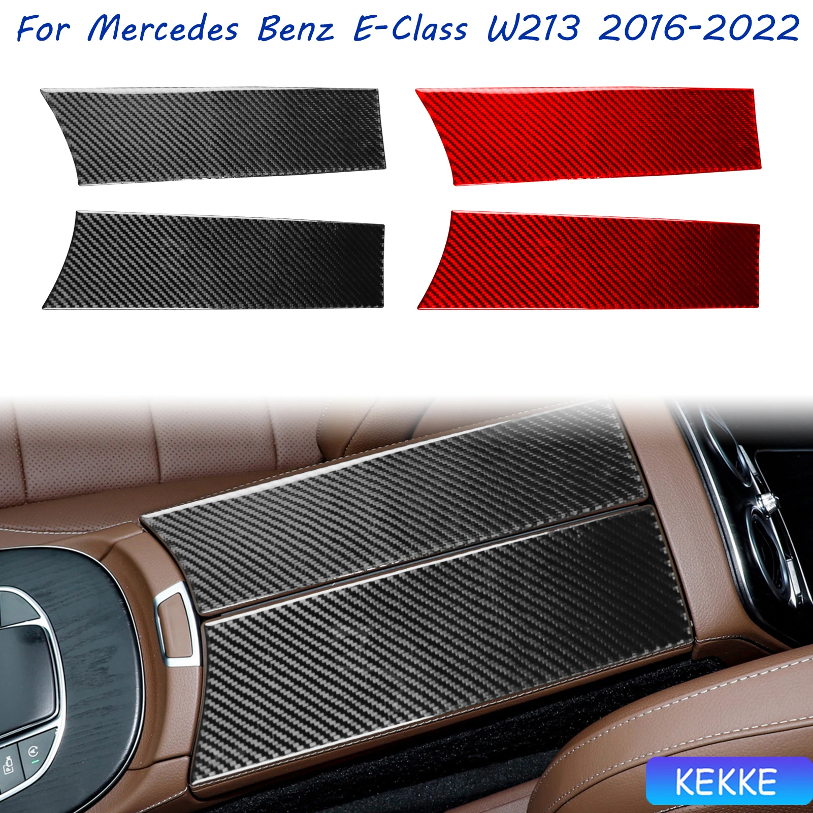 

For Mercedes Benz E-Class W213 2016-2022 Gearbox Storage Box Panel Real Carbon Fiber Sticker Car Interior Accessories