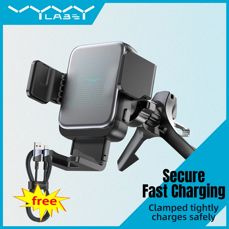 

VYVYLABS Car Phone Mount Wireless Charging Refrigeration Auto Locking Phone Holder With Hook Clip For iPhone 17 16 Samsung