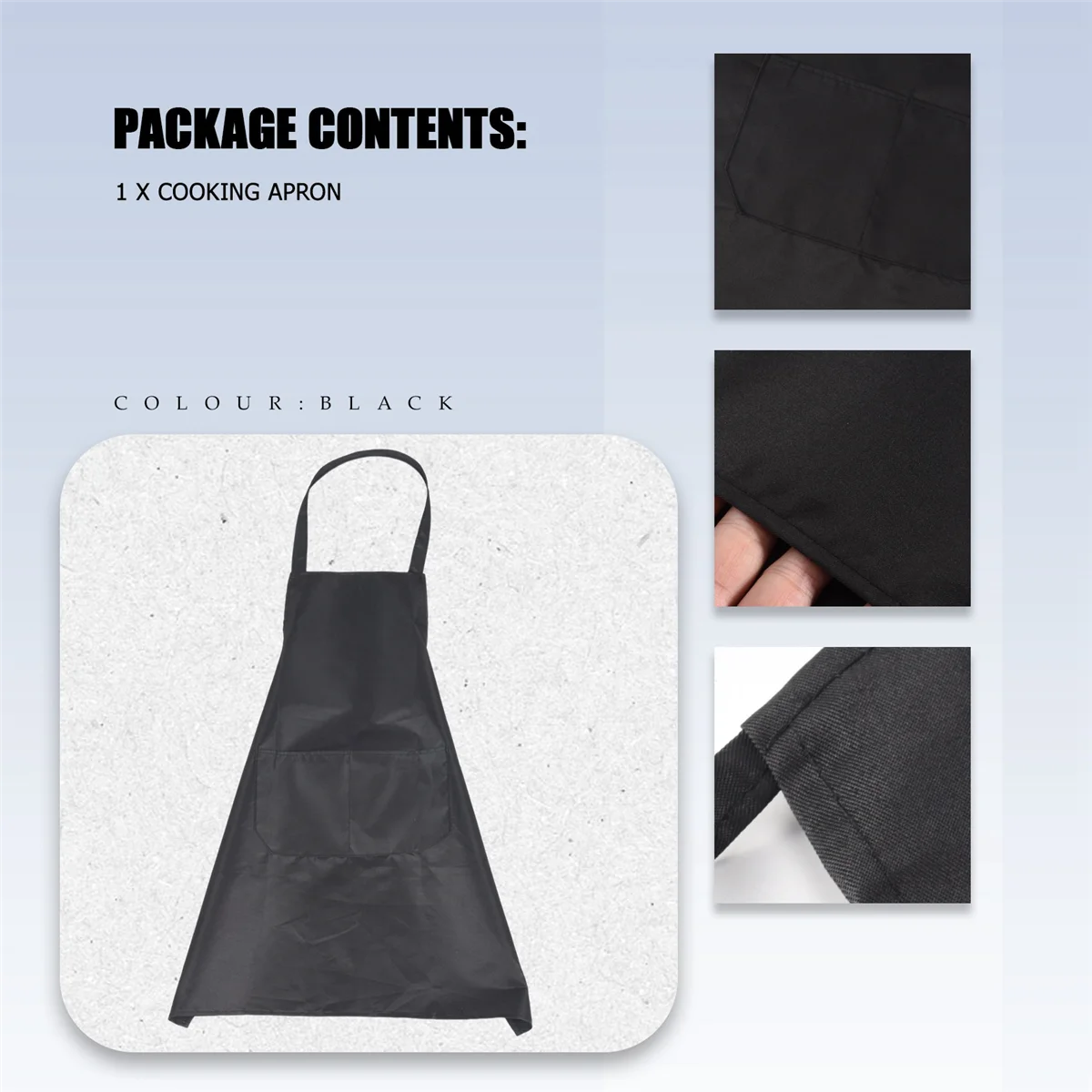 Plain Apron with Front Pocket Kitchen Cooking Craft Baking Black