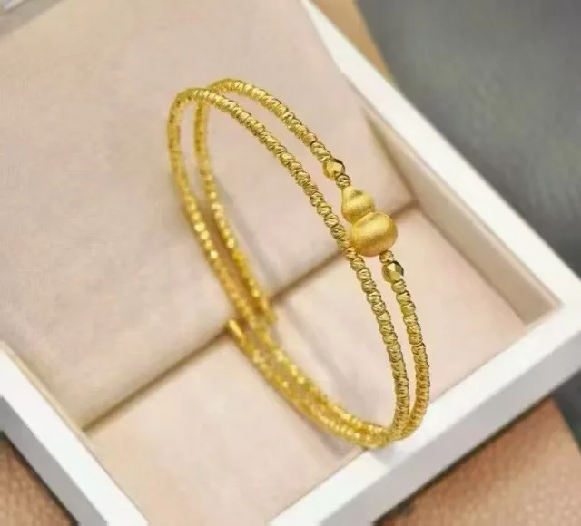 Little Gourd Bangle Women's 24K Gold AU999 - Pure gold small gourd, fortune attracting, daily versatile style