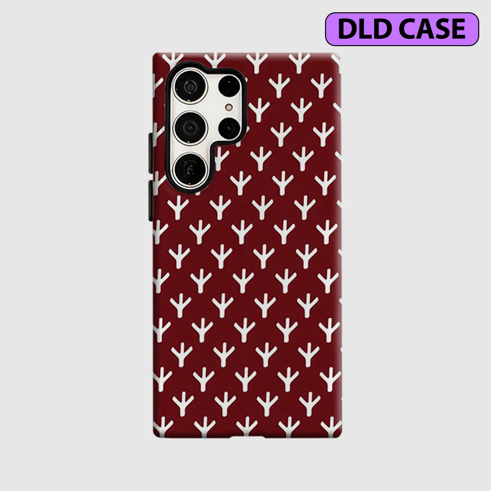 Red Y-Shaped Pattern Phone Case for Samsung Galaxy S26 S25 Ultra S24 S23 Ultra Plus Shockproof Double Layer Tough Back Cover