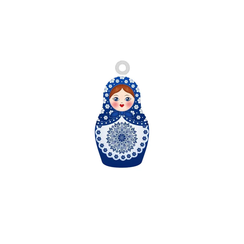 Matroshka Russian Dolls Acrylic Charms Double Sided Painting Matryoshka Girl Epoxy Planar Charm For Earrings Jewelry Accessories