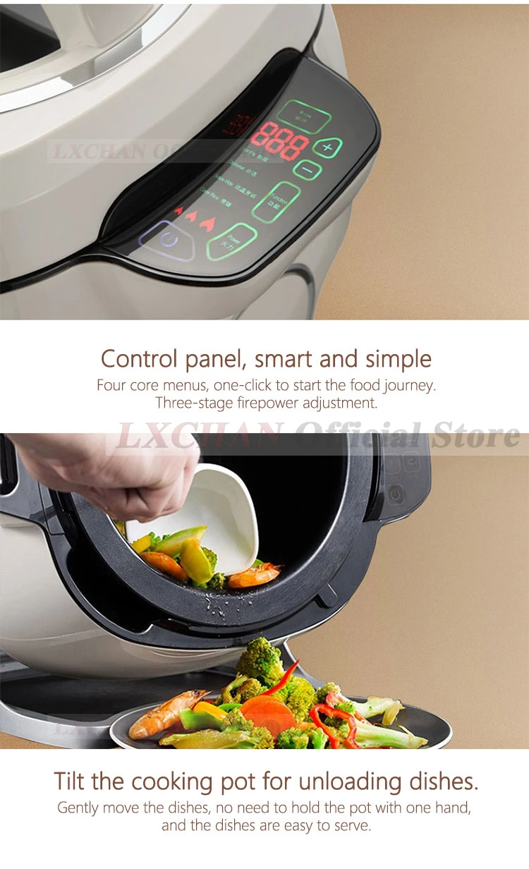 LXCHAN Multifunctional Cooking Machine Home Commercial Drum Type Cooking Pot Fully Automatic Intelligent Cooking Robot 110V 220V