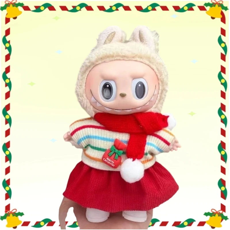 

Для 17 см Labubu V2 V1 плюшевая кукла-идол, одежда, рождественский плащ, свитер, шляпа, комплект, подарок, одежда Labubu ropa