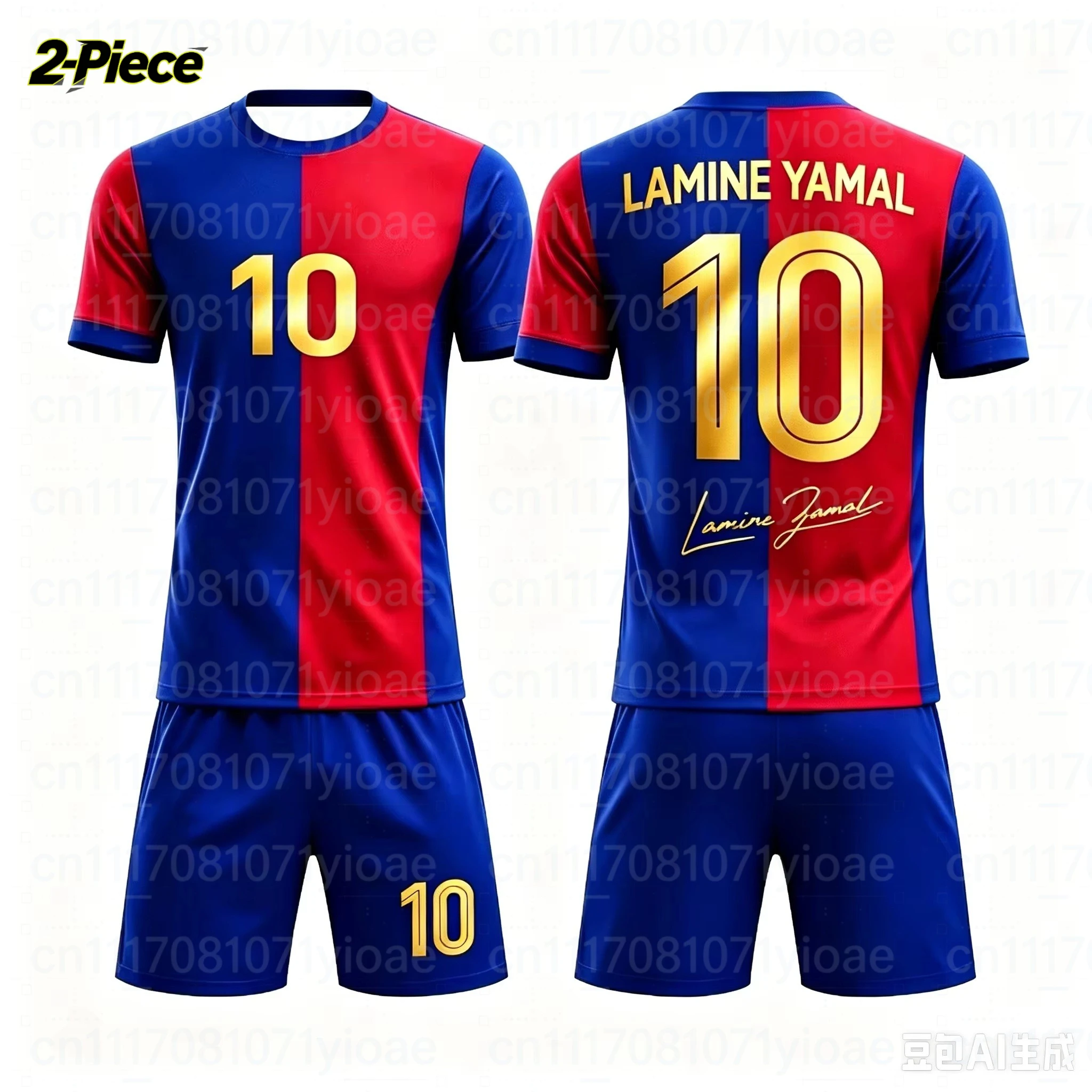 2-teiliges Set Yamal # 10er-Set Gestreifte Fußballtrikots für die Familie, atmungsaktives Spezial-Set für Erwachsene und Kinder – Detail 11