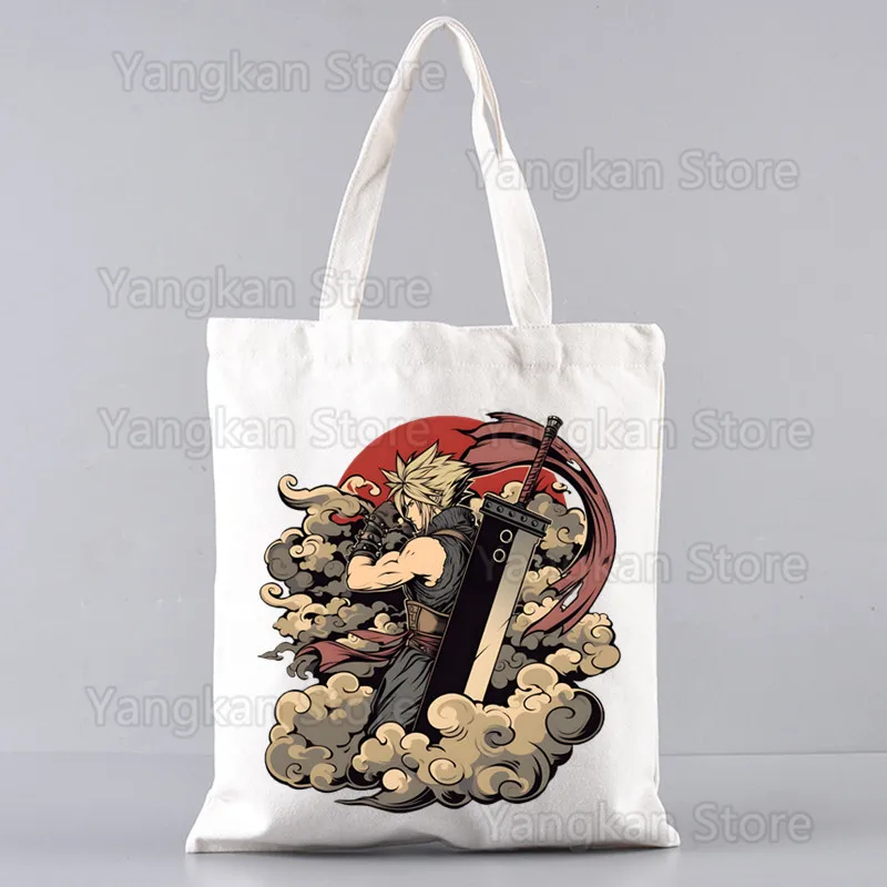 

Final Fantasy 7 FF7 Handbags Hot Selling Fashion Handbag Canvas Bag Tote Ladies Casual Shoulder Bag Reusable Shopping Bags