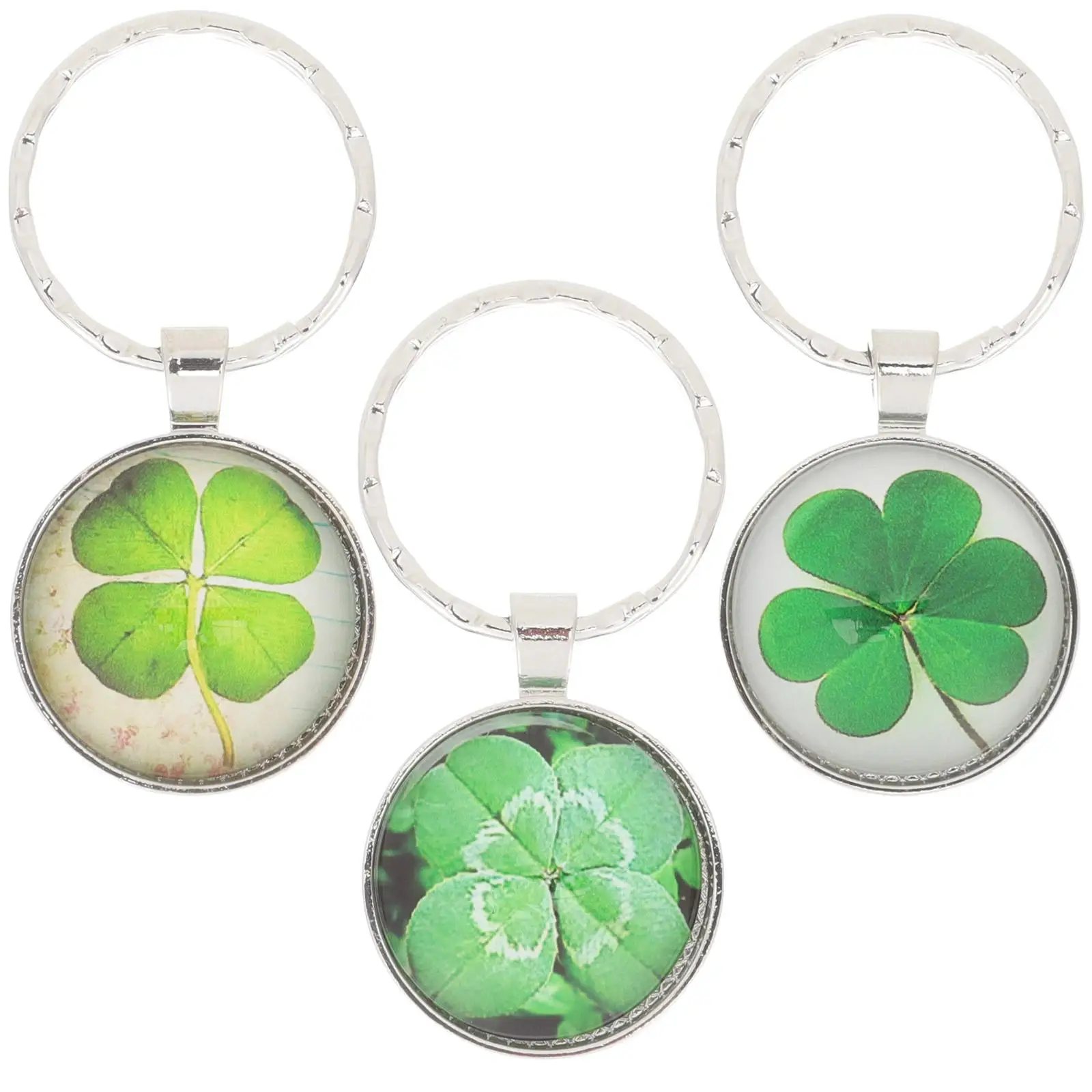 

3 Pcs Four Leaf Ring Practical Keychain Meaningful Bulk Hanging Pendant Bag Ornament Glass Decor Themed Car