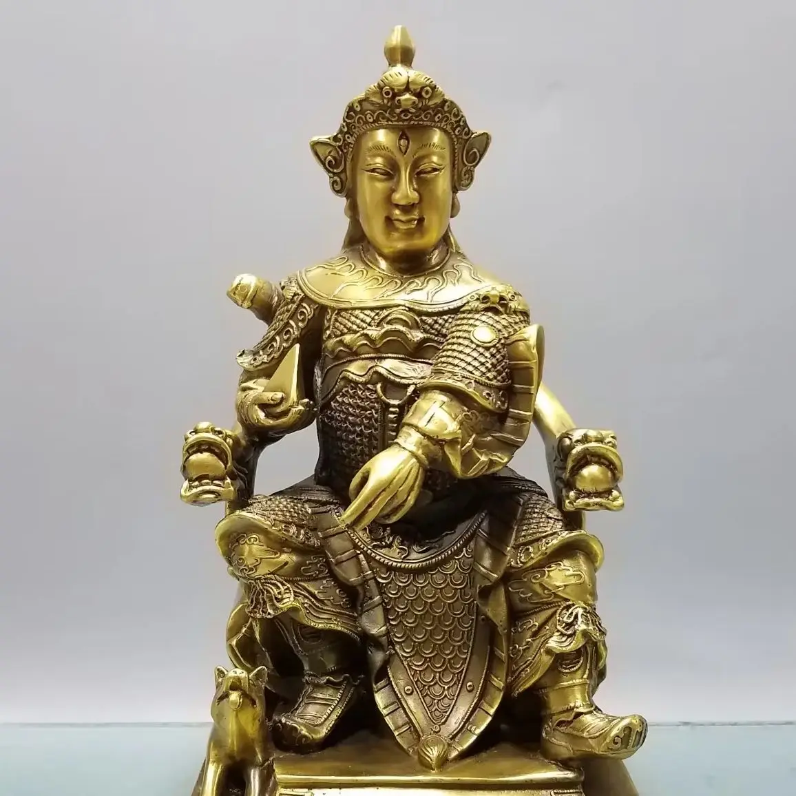 

12"Tibetan Temple Collection Old Brass Erlang God Erlang Shen Gods immortals door-god Amass wealth Ornaments Town house