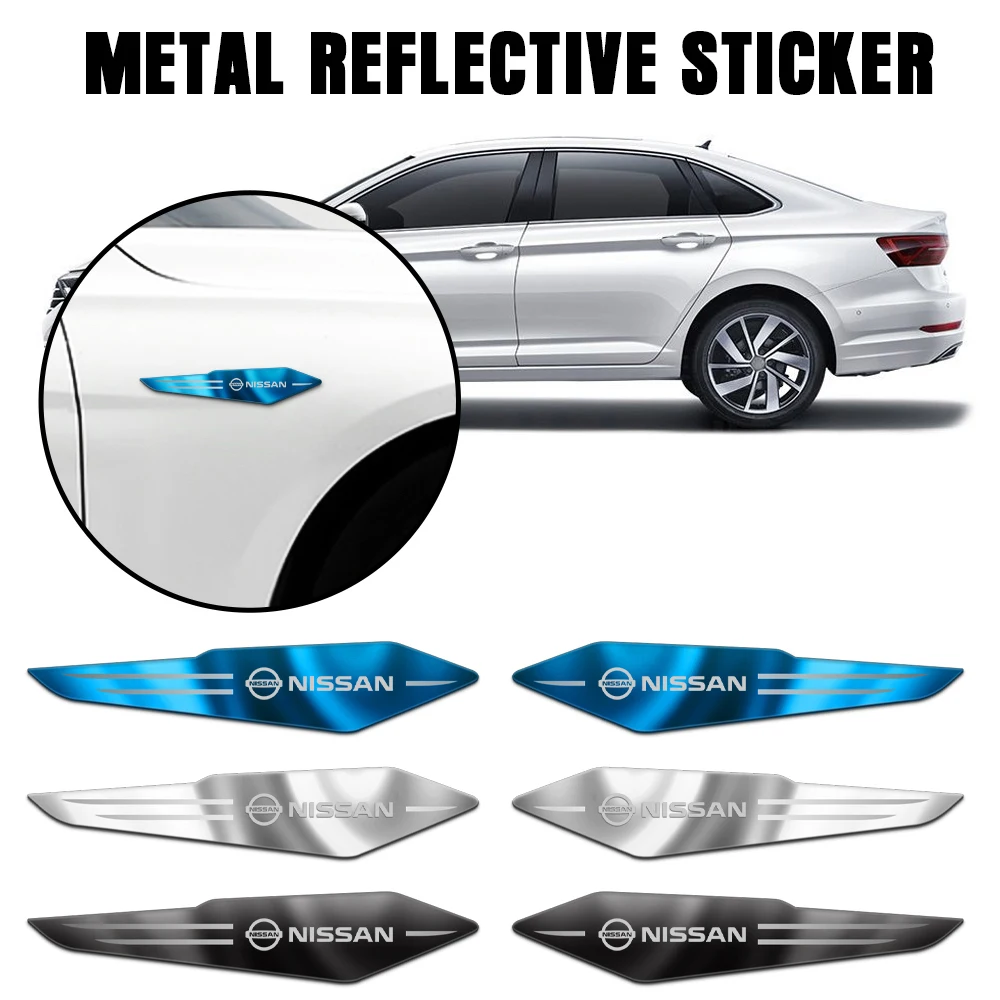 2Pcs Metal Car Wing Right & Left Side Logo Fender Decoration Sticker for Nissan X-trail Micra Juke Teana Qashqai Leaf GTR Sylphy