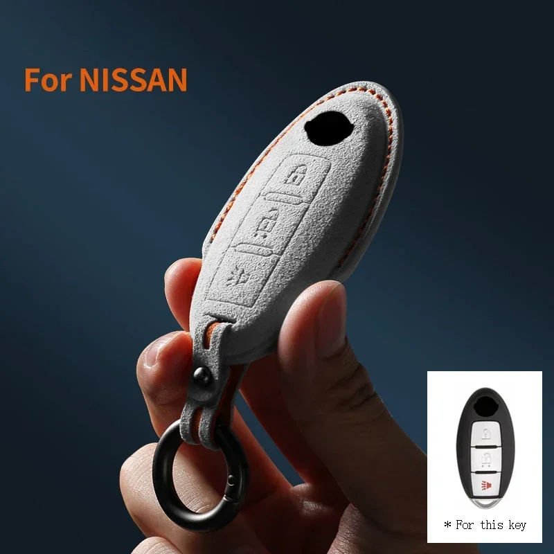 For Nissan Murano Pathfinder Armada Cube Quest 370Z Versa Tytan Juke J10 J11 Suede Car Key Case Shell Keychain for Nissan