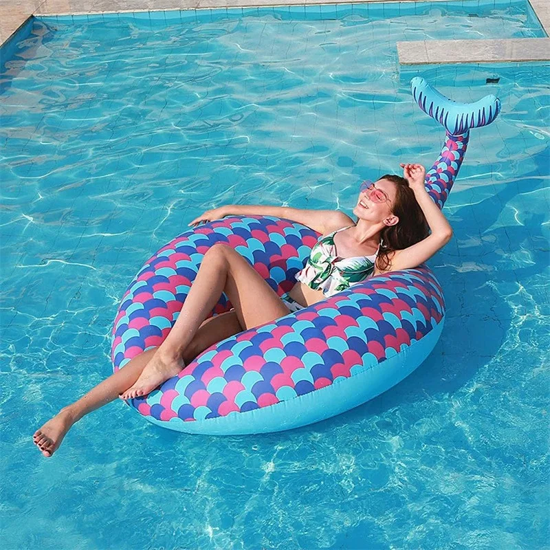 Simulated Inflatable Toy Floating Swimming Ring Mermaid Tail Lounge Chair Summer Outdoor Adults Water Play Inflatable Toys