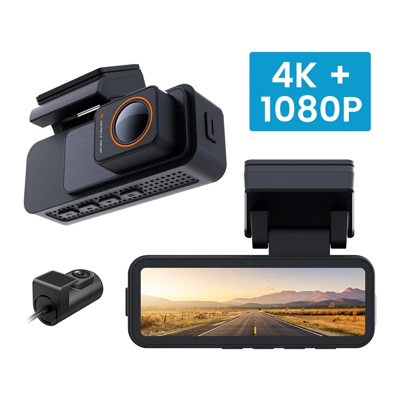 4K 2160P 3.2Inch  Dash Cam Dual Lens Ultra HD Real Car DVR Camera WIFI GPS Rear View Night Vision WDR Video Recorder 24H Parking