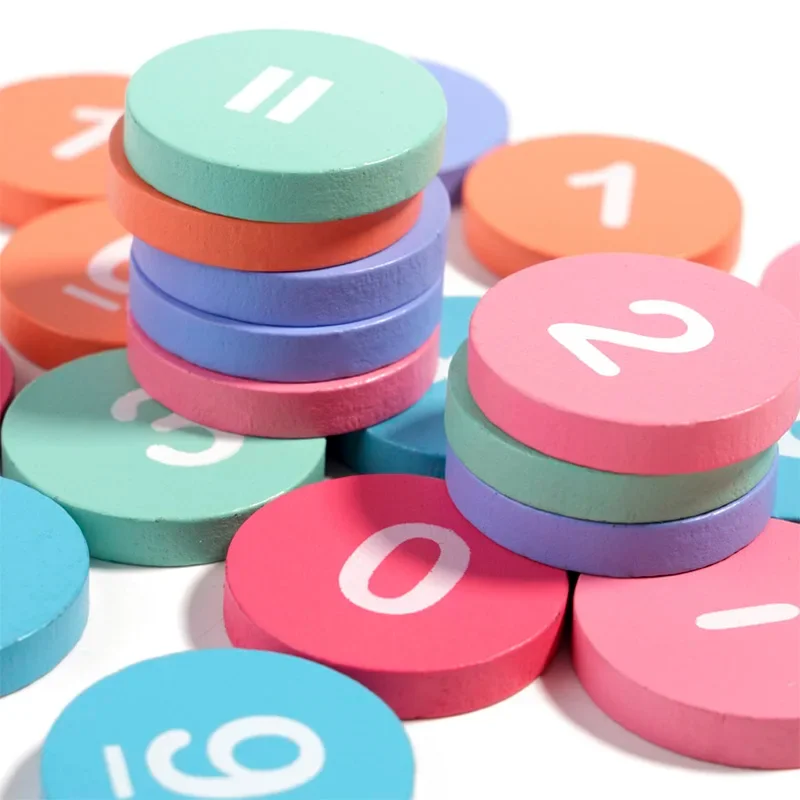 어린이용 나무 몬테소리 숫자판 인지 매칭 덧셈 뺄셈 연산 논리적 사고 훈련 수학 장난감