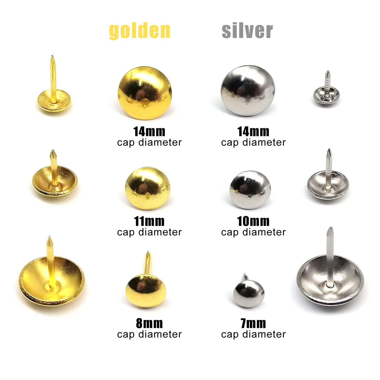 50pcs Golden Silvery Upholstery Nail Jewelry Chest Gift Wine Case Wooden Box Sofa Shoes Decorative Tack Stud Pushpin Doornail