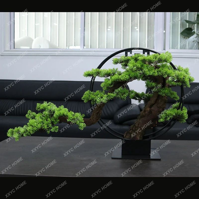 Simulated welcome pine bonsai desktop display, hotel porch Zen ornaments, study micro-landscape customization