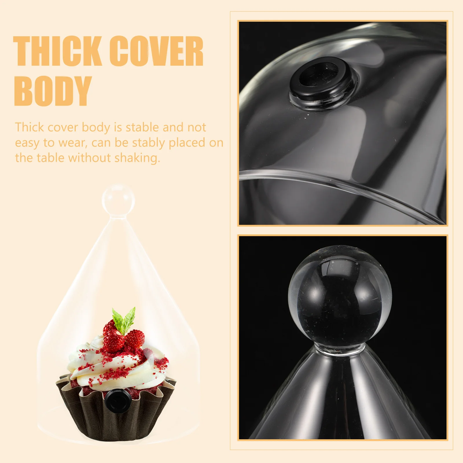 

Transparent Glass Smoke Cover Thickened Cooking Cloche Food Display Dome Cake Cover Kitchen Accessory Smoking Cloche