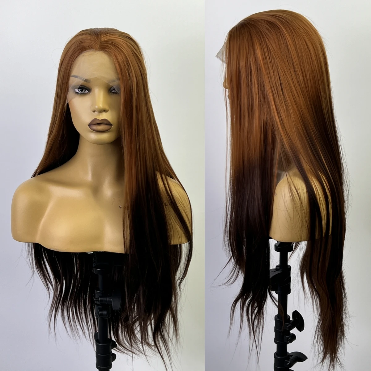 AIVA Deep Brown Synthetic Lace Front Wig Long Straight Wig Pre Pulled Natural Hair Line Mesh Cap Comfortable And Breathable