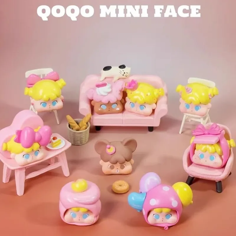 

Qoqo Miniface, натуральная розовая слепая коробка на день рождения, модная милая игрушка для декора комнаты и подарок для любителей детей, включает коллекционные фигурки