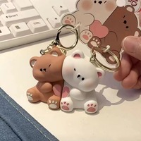 1Pair Cute Resin Bear Couple Magnetic Keychain Cartoon Animal Doll Bag Pendant Kawaii Key Chains Gifts for Lovers Ornaments