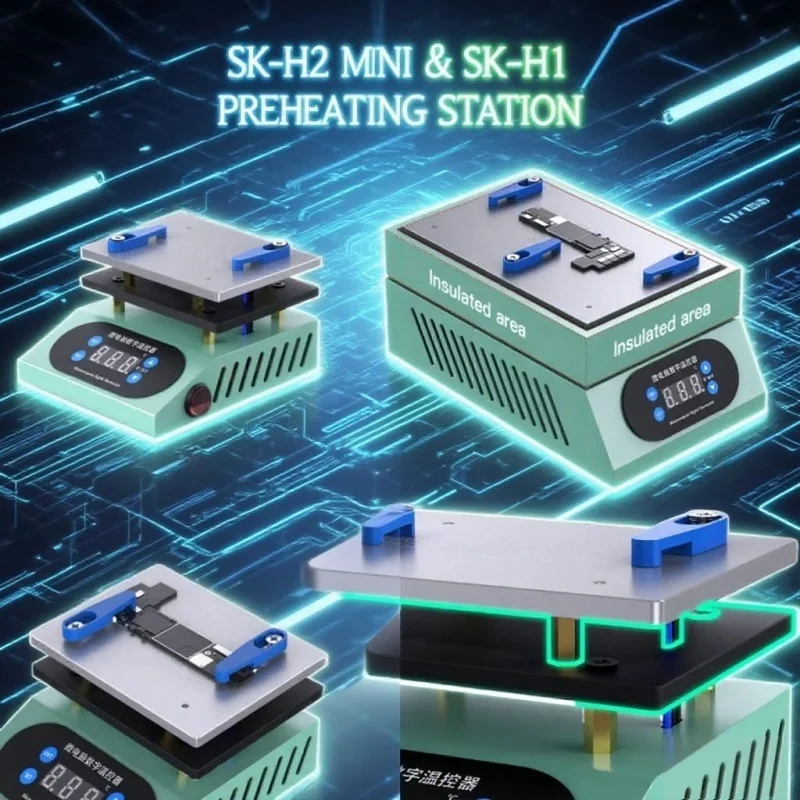 

Universal Preheating Station 260°C Max Adjustable Blue Clamps with Microcomputer Thermostat for PCB Soldering BGA and SMD Repair