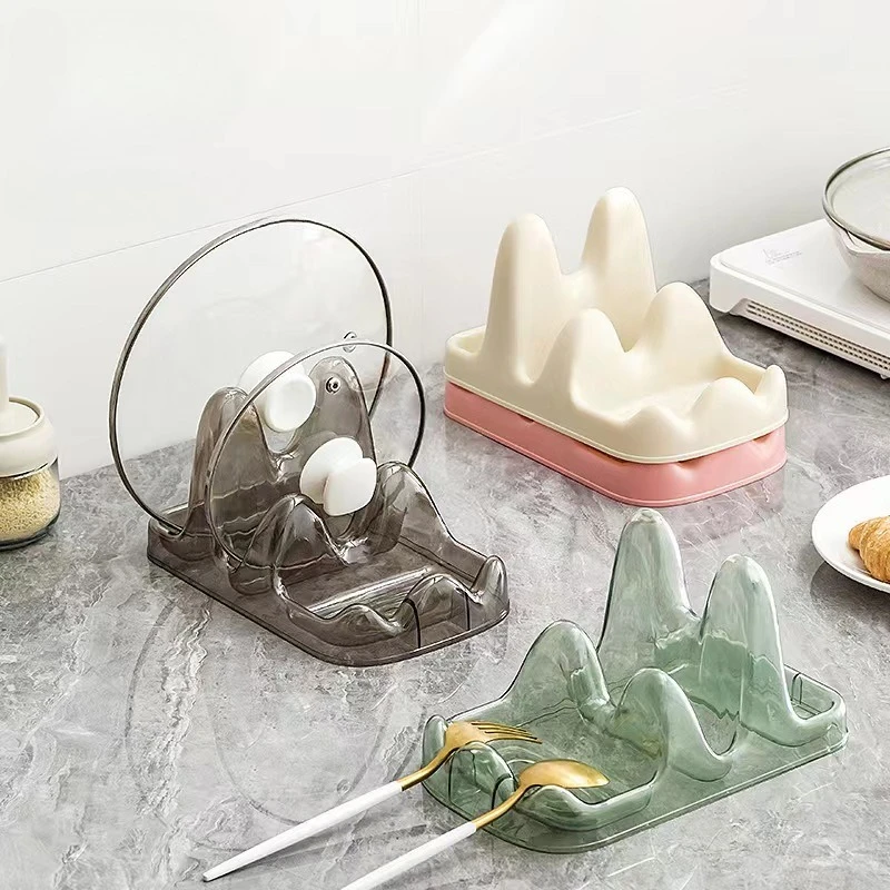 

Double-layer Pot Lid Storage Rack Kitchen Sitting Spatula Spoon Storage Rack Pan Cover Shelf Tableware Storage Fork Spatula Rack