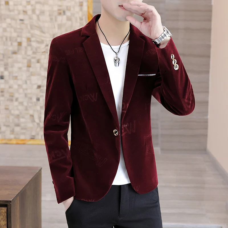 Autumn and winter new men's fashion handsome trend suit Korean version slimming trend hair stylist social guy small coat color