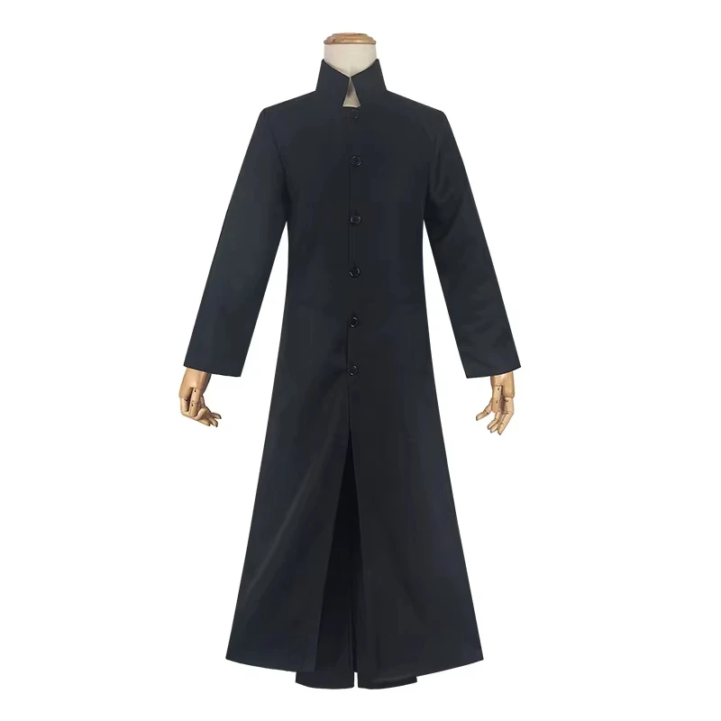 Movie Matrix Neo Cosplay Costume Black Long Trench Coat Pants Glasses For Men Women Halloween Carnival Party Role Play Outfits view 2