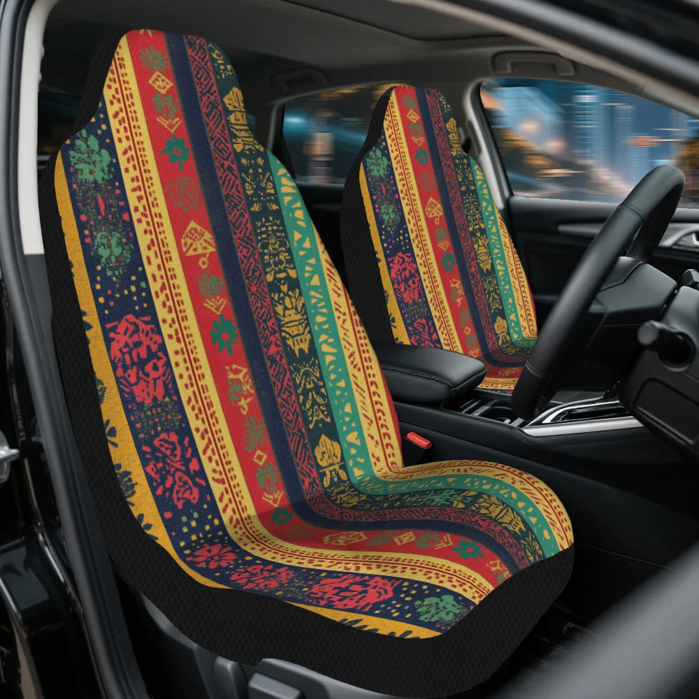 Set Of 2, Vibrant Tribal Stripes Universal Car Seat Covers – Stylish, Premium Quality Protectors For Car Seats, Fits Most Vehicl