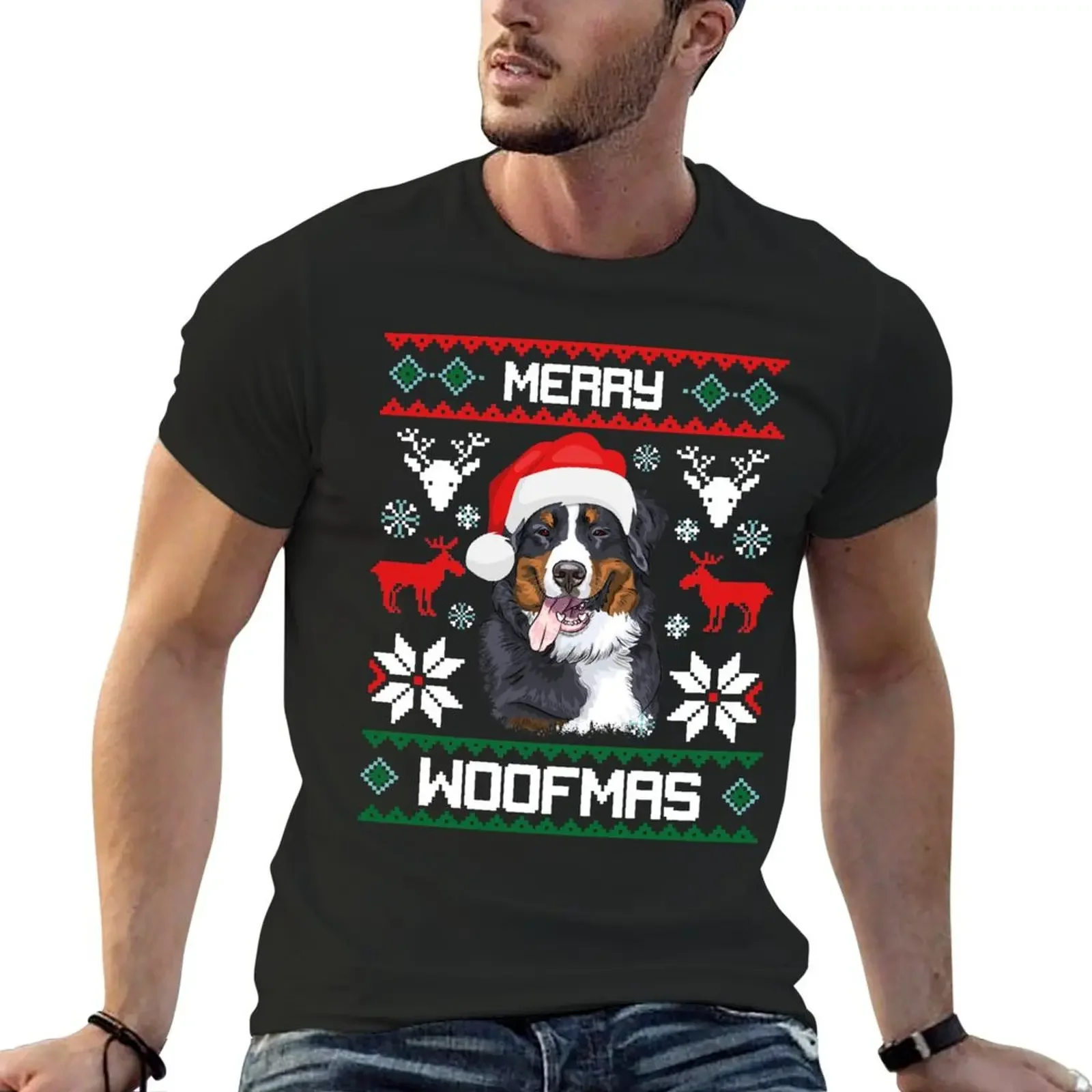 

Bernese Mountain Dog Merry Woofmas Christmas Gift T-Shirt kawaii clothes cheap stuff big and tall t shirts for men