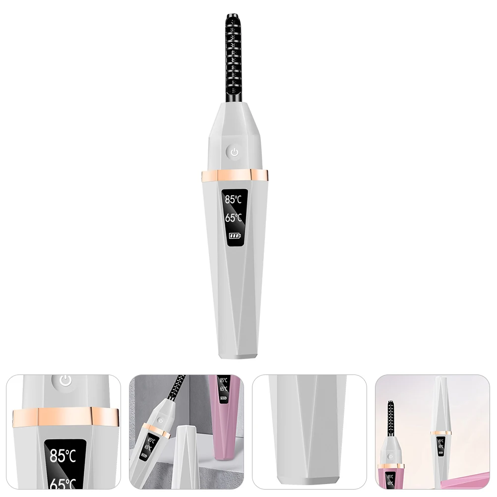 Elektryczna zalotka do rzęs, podgrzewana, biała, przenośna, podróżna, lekka, kompaktowa, do podkręcania rzęs, narzędzie do makijażu, prezent.