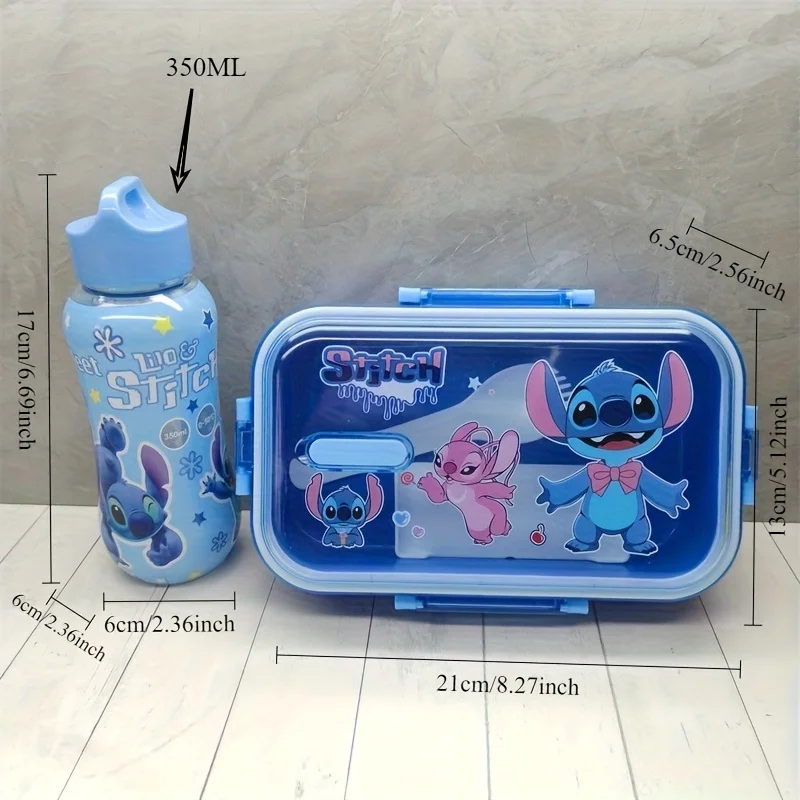 Disney cartoon Stitch Double-Layer Insulated Lunch Box with Cup, Spoon and Storage Case, Ideal for Office, School and Picnics view 3