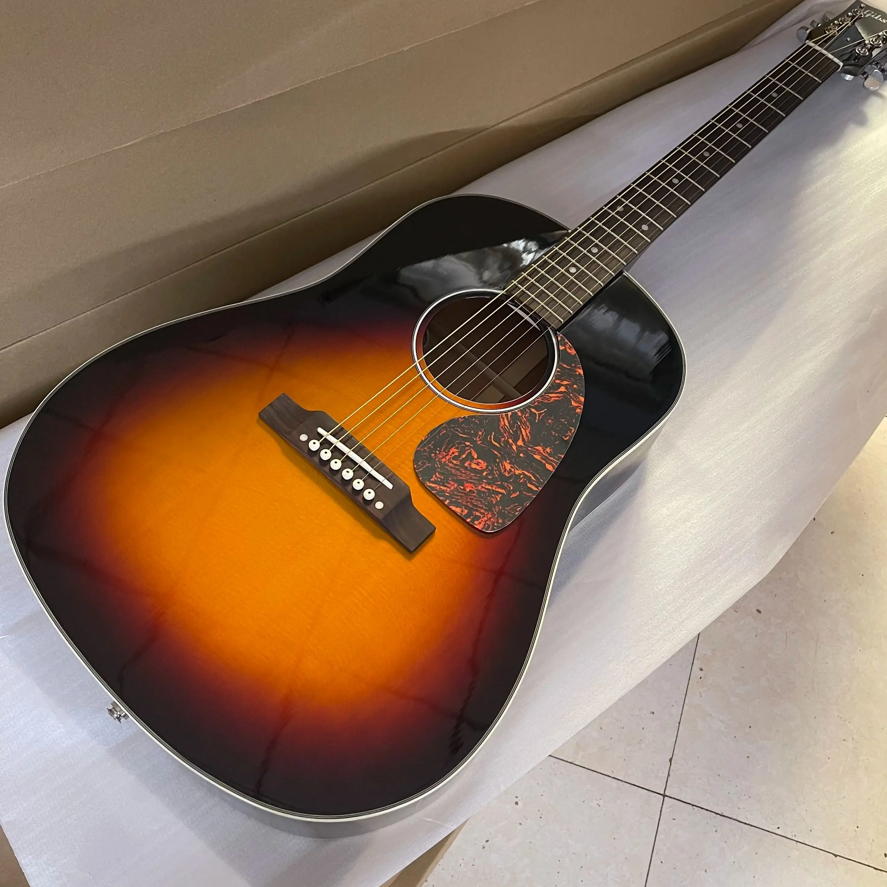 New Arrival J45 Acoustic Electric Guitar With Bone Nut/Saddle With 301 In Sunburst J-45