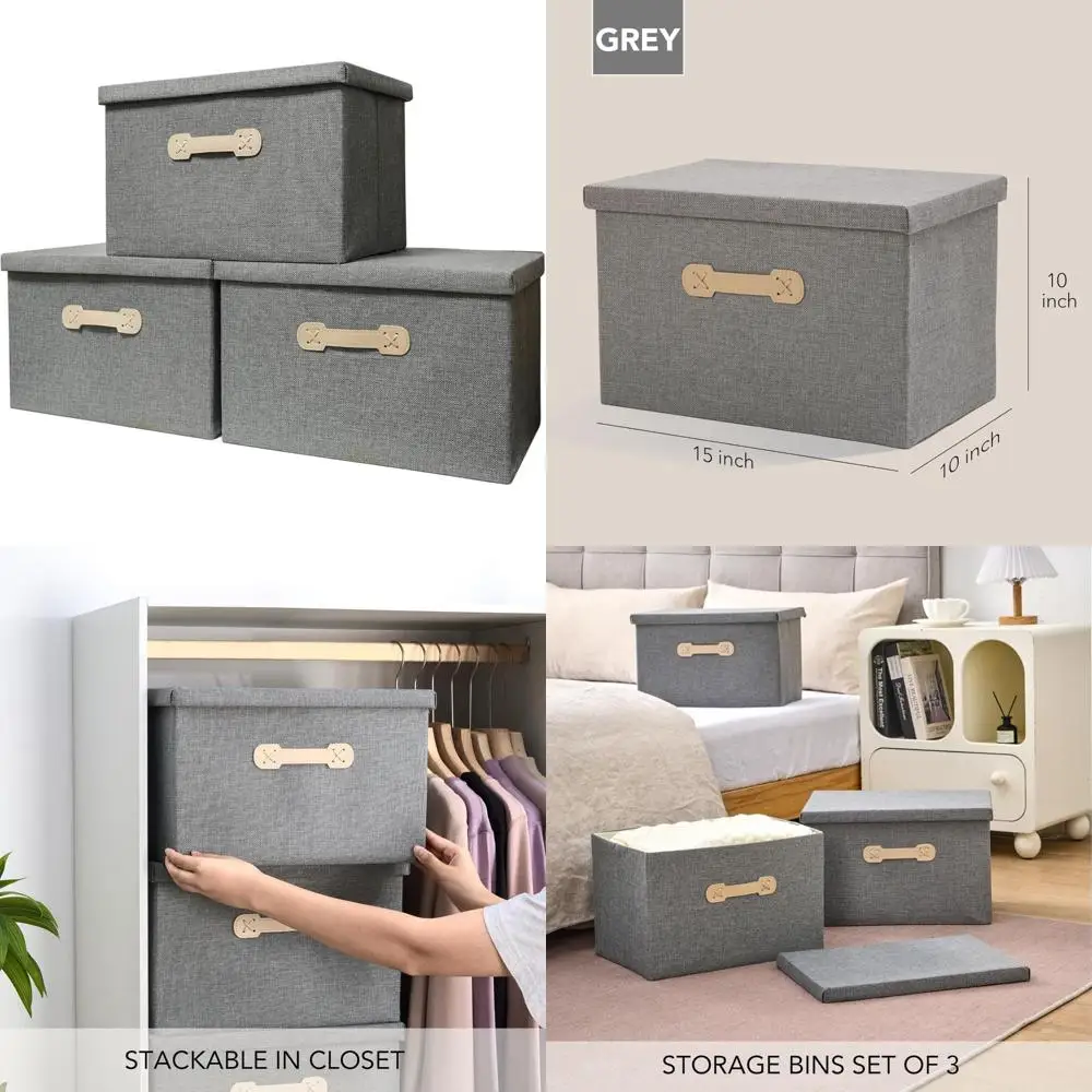 3-Pack Grey Fabric …