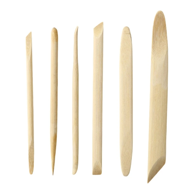 Holz-Ton-Schnitzwerkzeuge mit spitzen, abgerundeten und flachen Enden, 6-teilige Keramik-Formwerkzeuge zum detaillierten Glätten – Detail 1