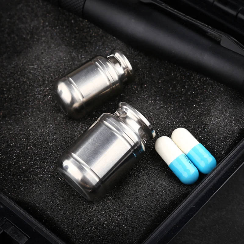 

New Titanium Alloy Waterproof Medicine Box Pill Case Necklace Beads Pendants