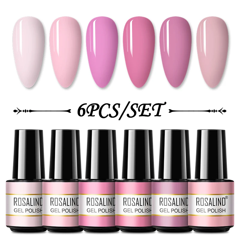 ROSALIND Gel Nail Polish Set 2/4/6/8/10PCS All Seasons Color Palette Need UV Lamp Base Top Coat Hybrid Varnish Nail Gel Set