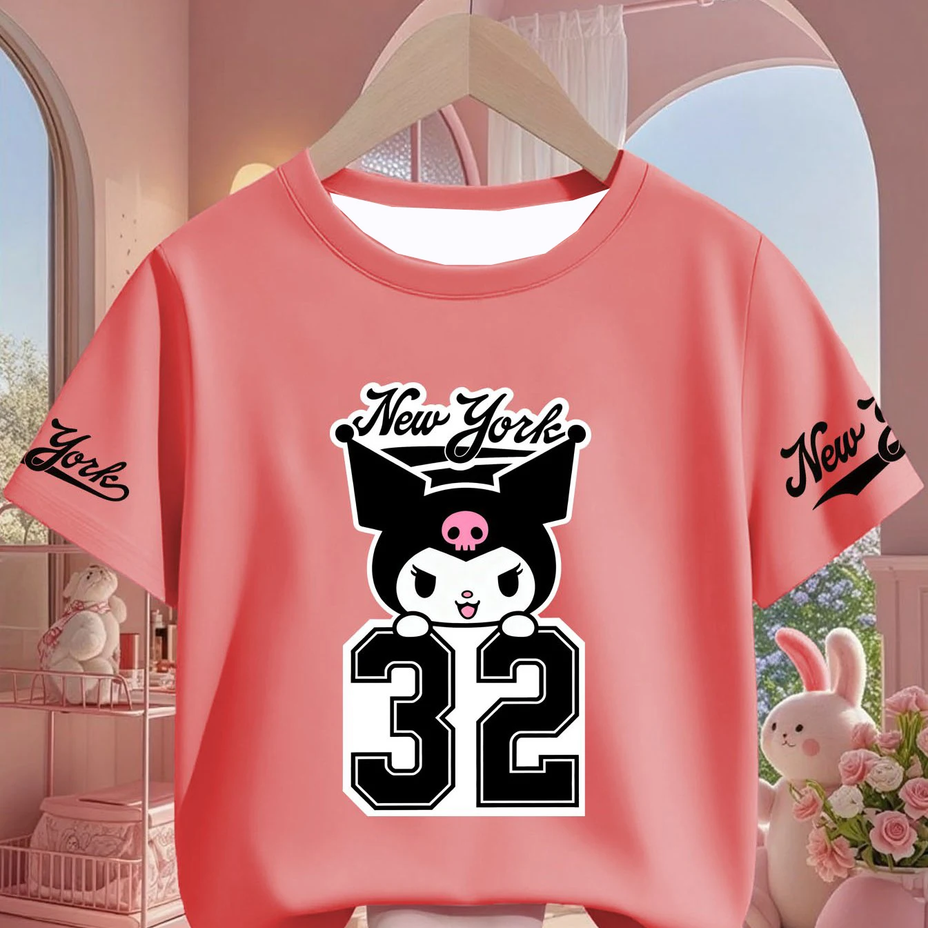 2026 موضة كورومي الوردي نيويورك عدد 32 نمط تي شيرت الاطفال/الكبار الفانيلة ملابس رياضية غير رسمية التجفيف السريع وملابس غير رسمية